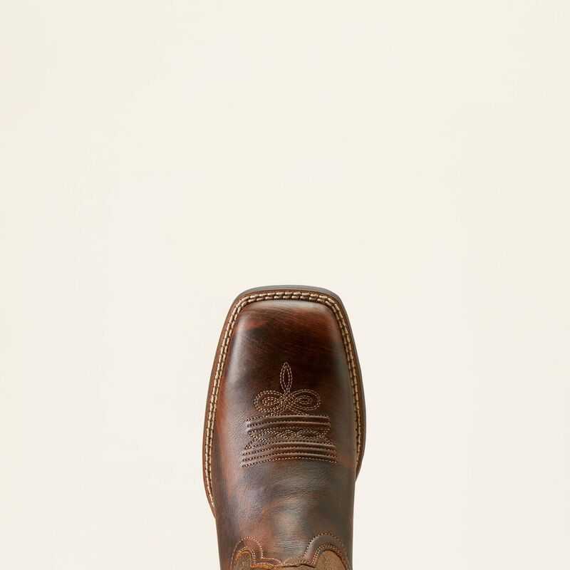 Ariat Round Up Wide Square Toe Western Boot Brown | 920DJUXSE