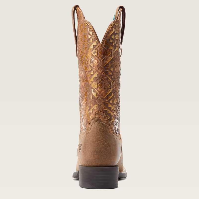 Ariat Round Up Wide Square Toe Western Boot Brown | 316KINWSR