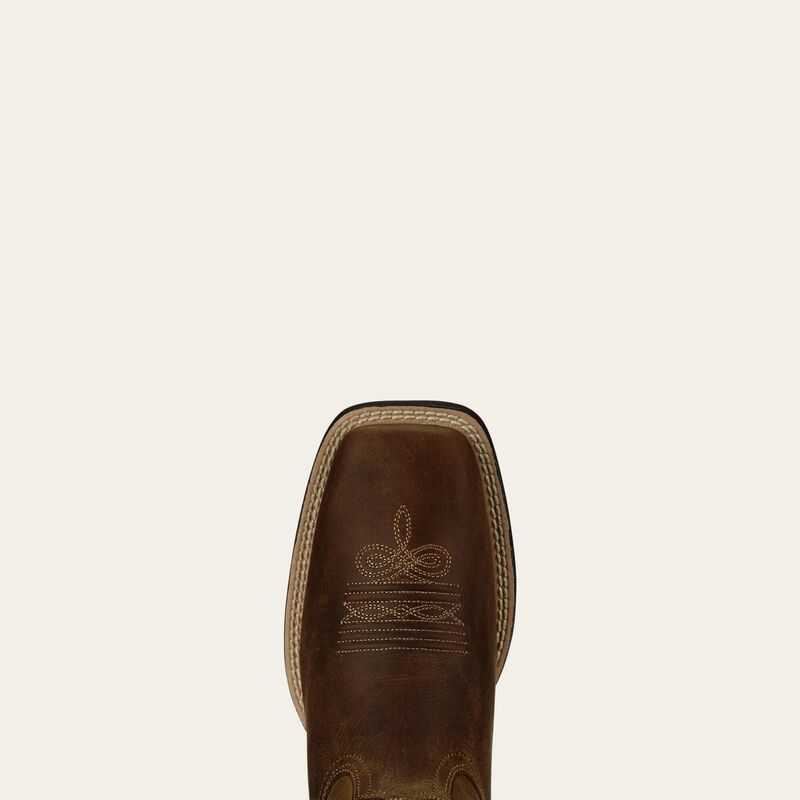 Ariat Round Up Wide Square Toe Western Boot Brown | 385WIKHCO