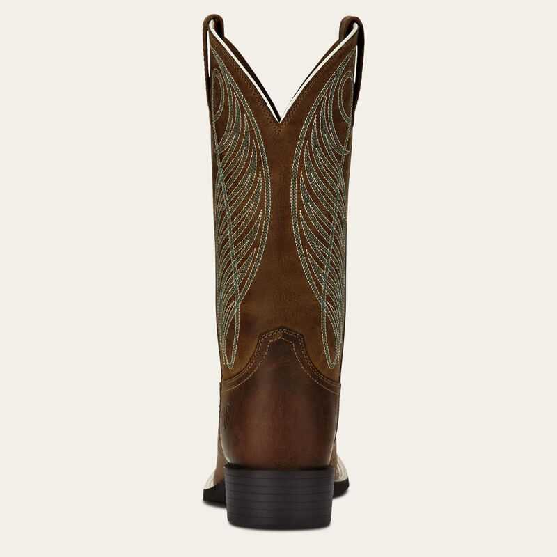 Ariat Round Up Wide Square Toe Western Boot Brown | 385WIKHCO