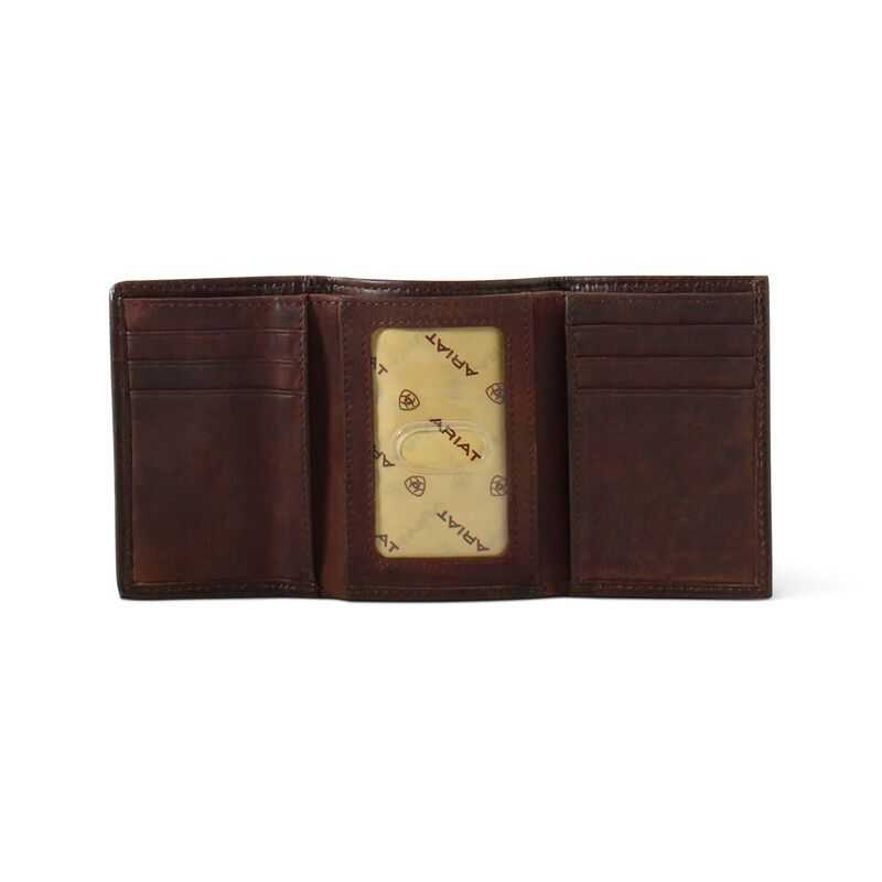 Ariat Rug Floral Embossed Trifold Wallet Brown | 571INKWEZ