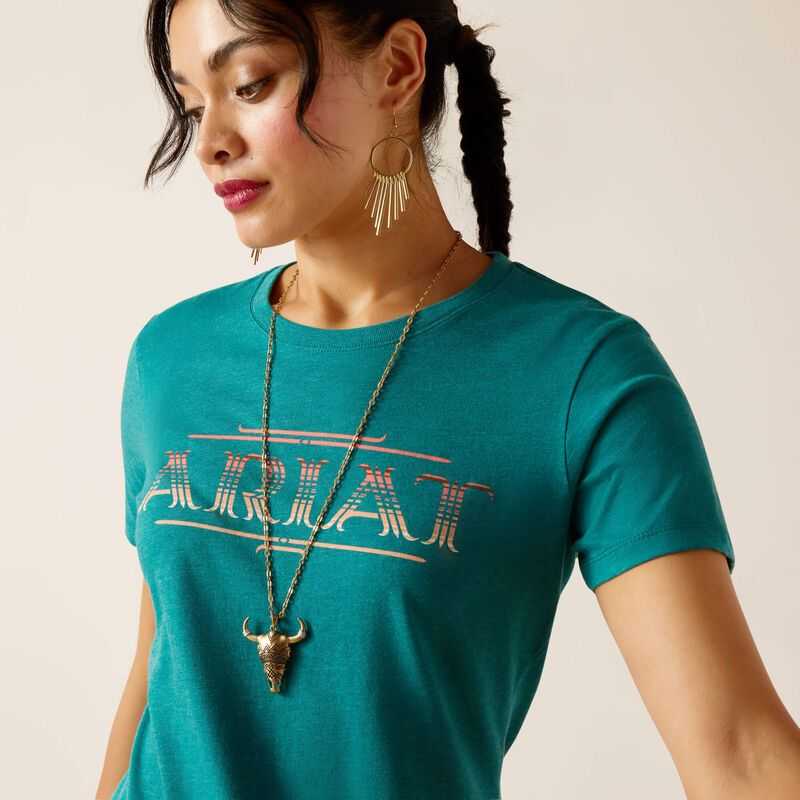 Ariat Serape Style T-Shirt Dark Turquoise | 674CPWQXO