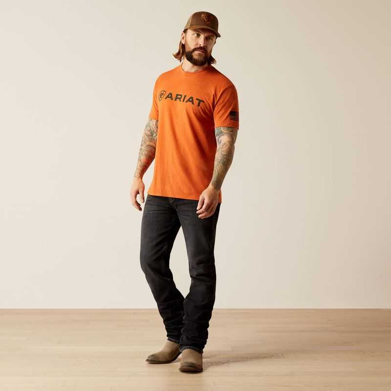 Ariat Shield Flag T-Shirt Adobe Heather | 875PBLEWU