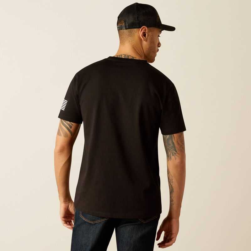 Ariat Shield Flag T-Shirt Black | 014RDTGWL