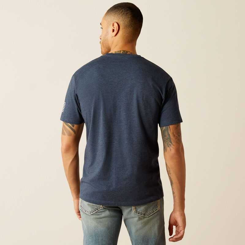 Ariat Shield Flag T-Shirt Navy | 256KFZLMT