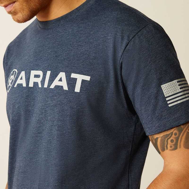 Ariat Shield Flag T-Shirt Navy | 256KFZLMT