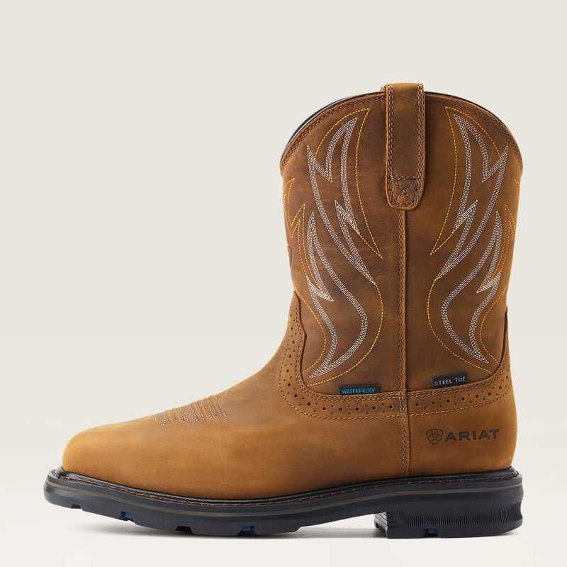 Ariat Sierra Shock Shield Waterproof Steel Toe Work Boot Brown | 516KZPNQH