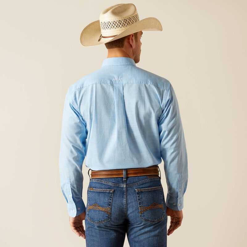 Ariat Solid Slub Classic Fit Shirt AZURE Blue | 947JELQVI