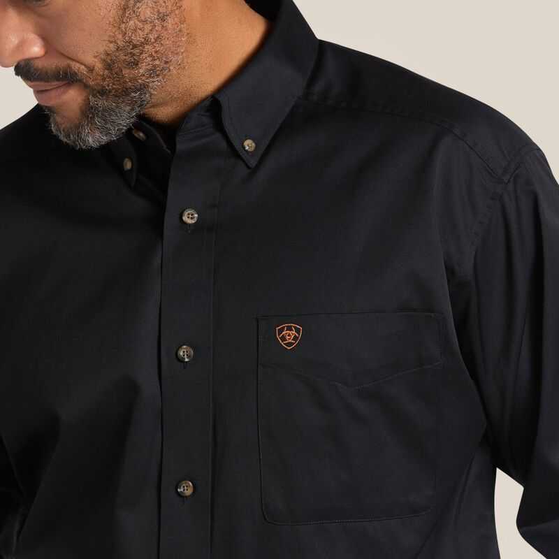 Ariat Solid Twill Classic Fit Shirt Black | 870TKDGPH