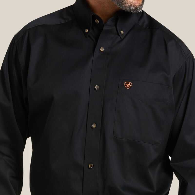 Ariat Solid Twill Classic Fit Shirt Black | 870TKDGPH