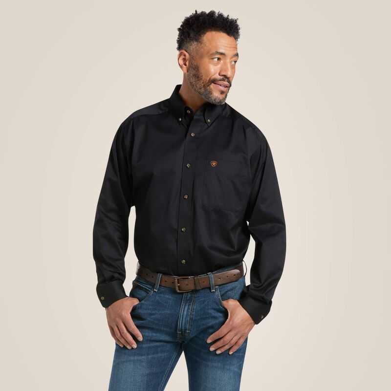 Ariat Solid Twill Classic Fit Shirt Black | 870TKDGPH