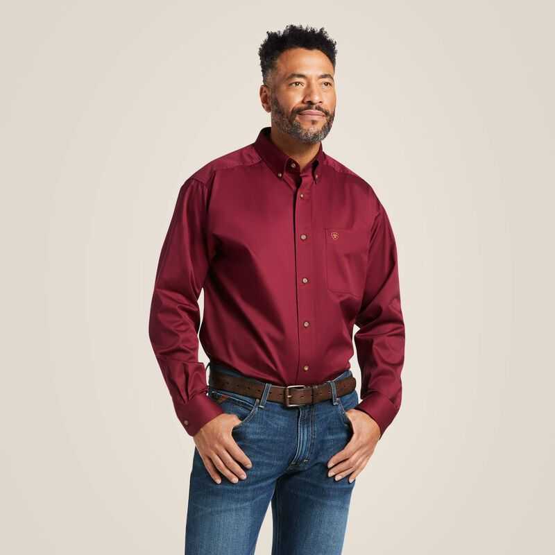 Ariat Solid Twill Classic Fit Shirt Burgundy | 013BHKTVD