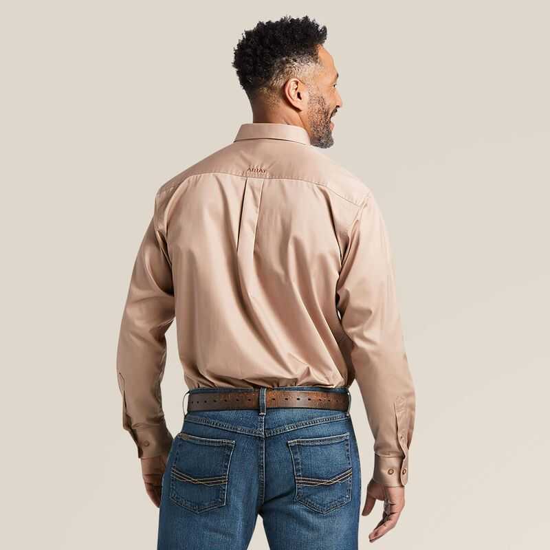 Ariat Solid Twill Classic Fit Shirt Khaki | 915KPBRJI