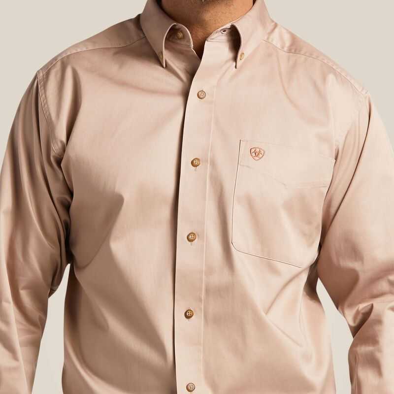 Ariat Solid Twill Classic Fit Shirt Khaki | 915KPBRJI