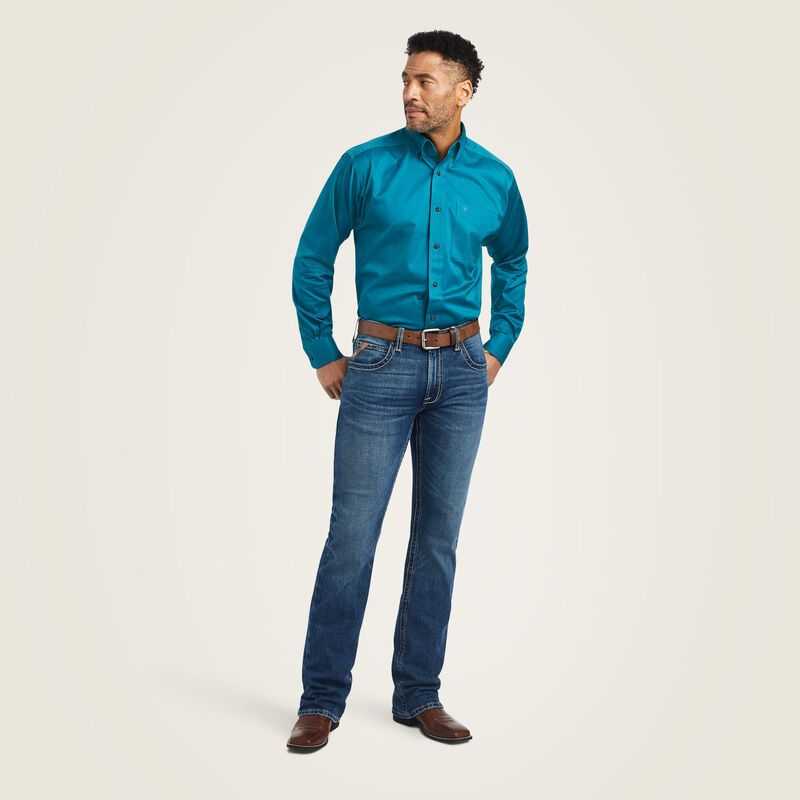 Ariat Solid Twill Classic Fit Shirt Ocean Depths | 024OBQVHA