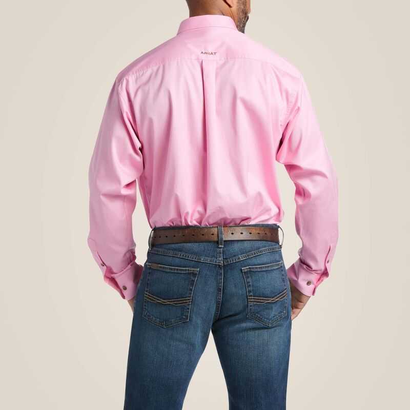 Ariat Solid Twill Classic Fit Shirt Pink | 743ZOHSEP