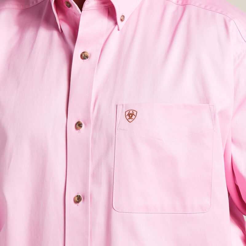 Ariat Solid Twill Classic Fit Shirt Pink | 743ZOHSEP