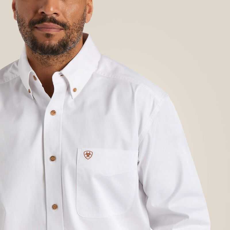 Ariat Solid Twill Classic Fit Shirt White | 204TDVWPK