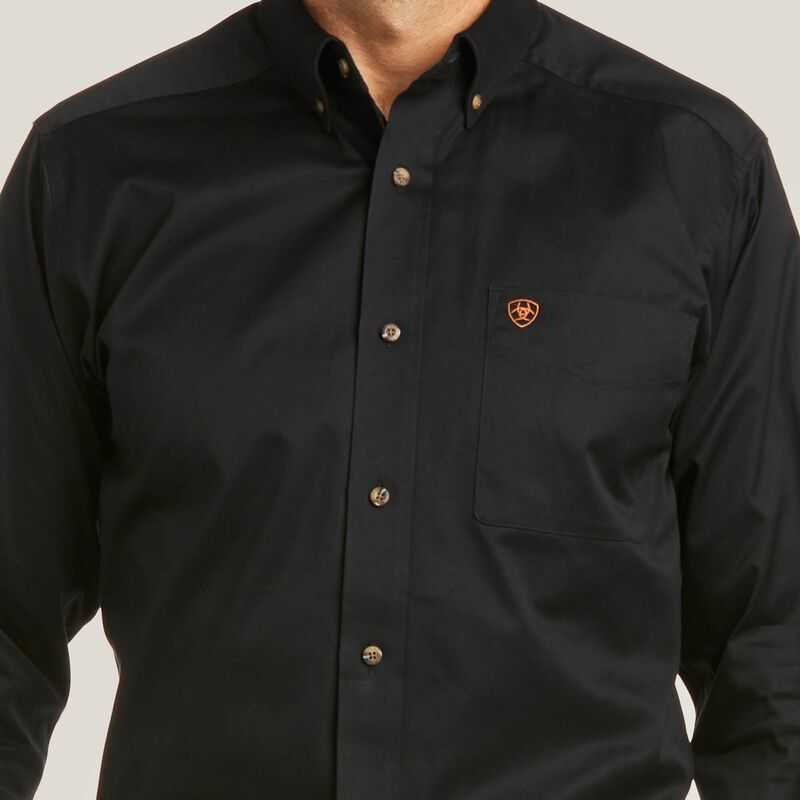 Ariat Solid Twill Fitted Shirt Black | 604UKSFIJ