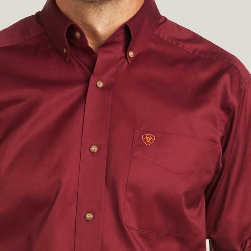 Ariat Solid Twill Fitted Shirt Burgundy | 625LHYJQC