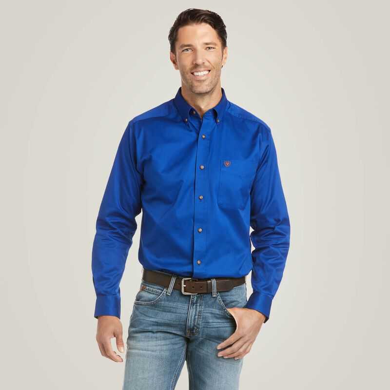 Ariat Solid Twill Fitted Shirt Ultramarine | 187PCVWAZ