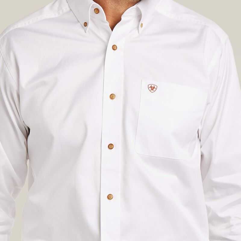 Ariat Solid Twill Fitted Shirt White | 340UPXZMB