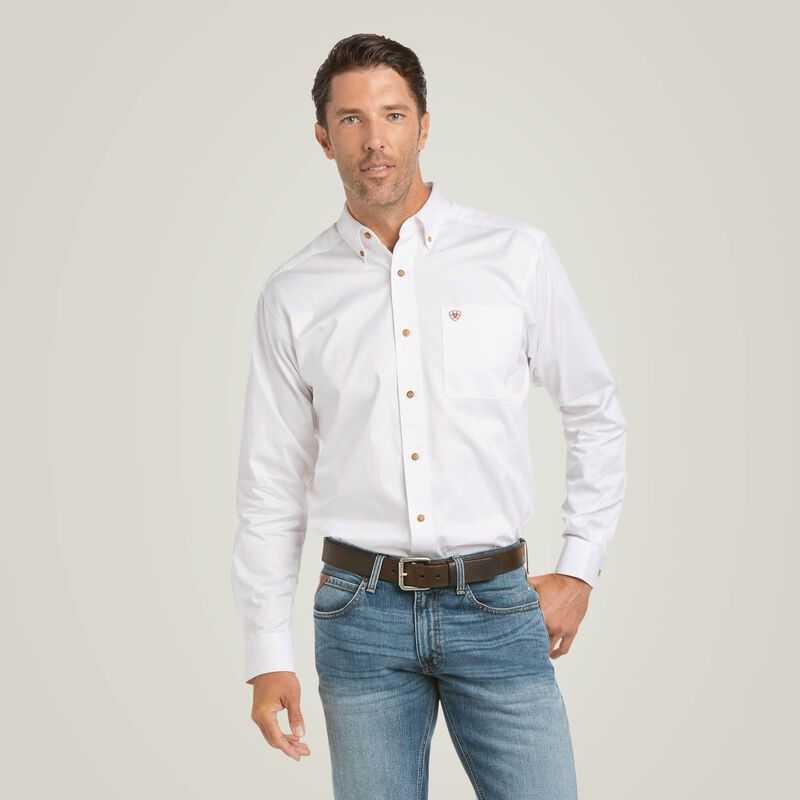 Ariat Solid Twill Fitted Shirt White | 340UPXZMB