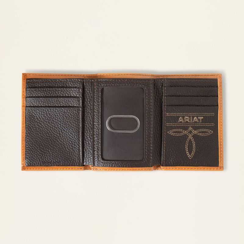 Ariat Southwest Emboss Trifold Wallet Brown | 824RCIPJN