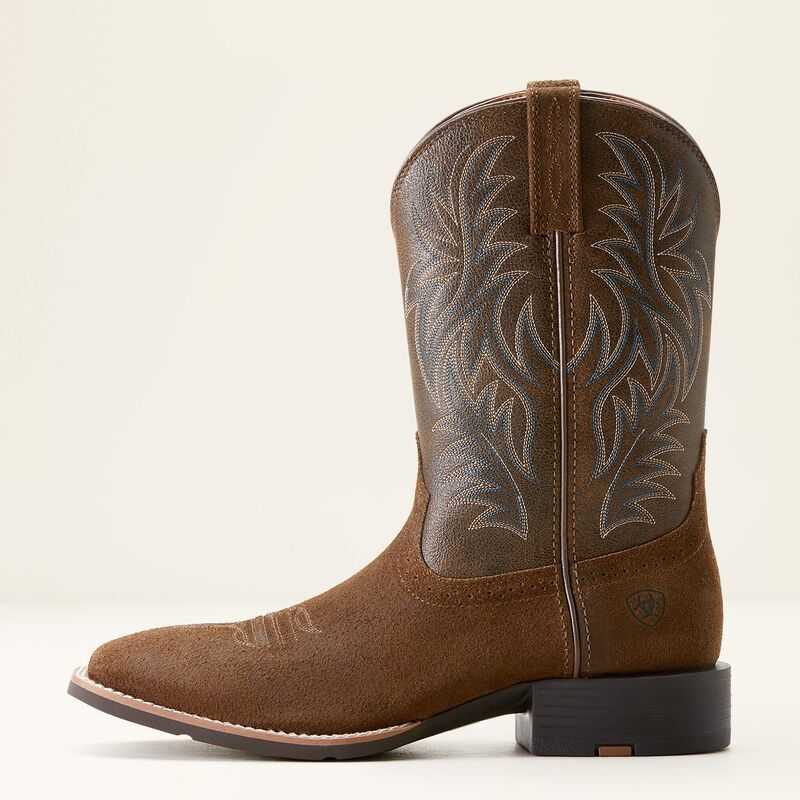 Ariat Sport Wide Square Toe Cowboy Boot Brown | 302ILEWJR