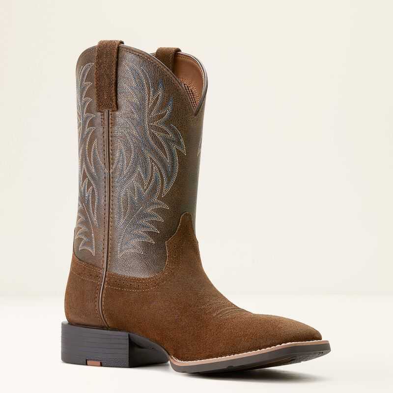 Ariat Sport Wide Square Toe Cowboy Boot Brown | 302ILEWJR