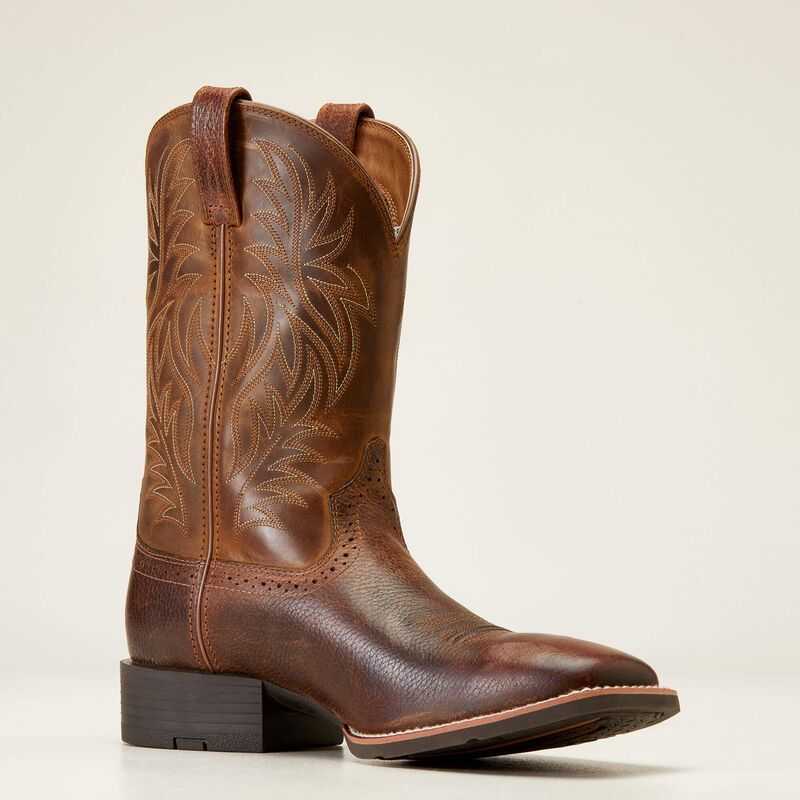 Ariat Sport Wide Square Toe Cowboy Boot Brown | 542WXFEUB