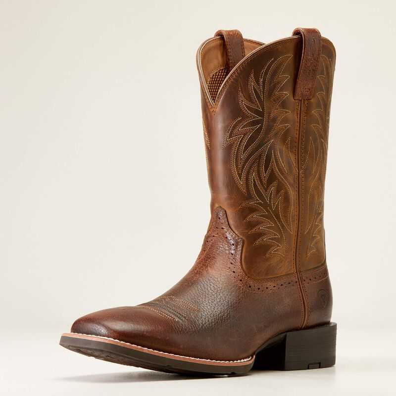 Ariat Sport Wide Square Toe Cowboy Boot Brown | 542WXFEUB