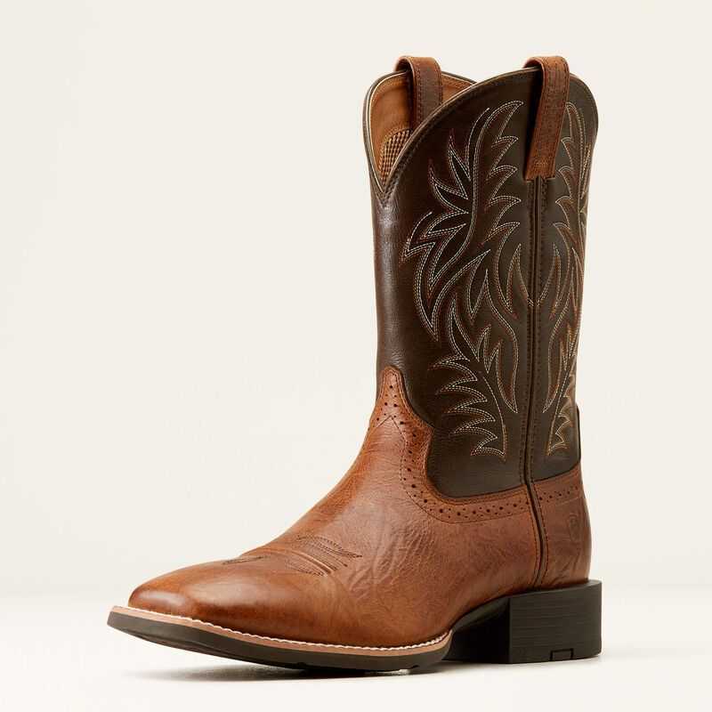 Ariat Sport Wide Square Toe Cowboy Boot Brown | 209PAFUQO