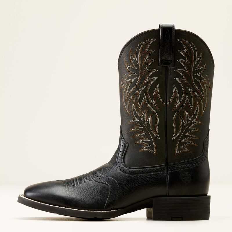 Ariat Sport Wide Square Toe Cowboy Boot Black | 982RQLGTE