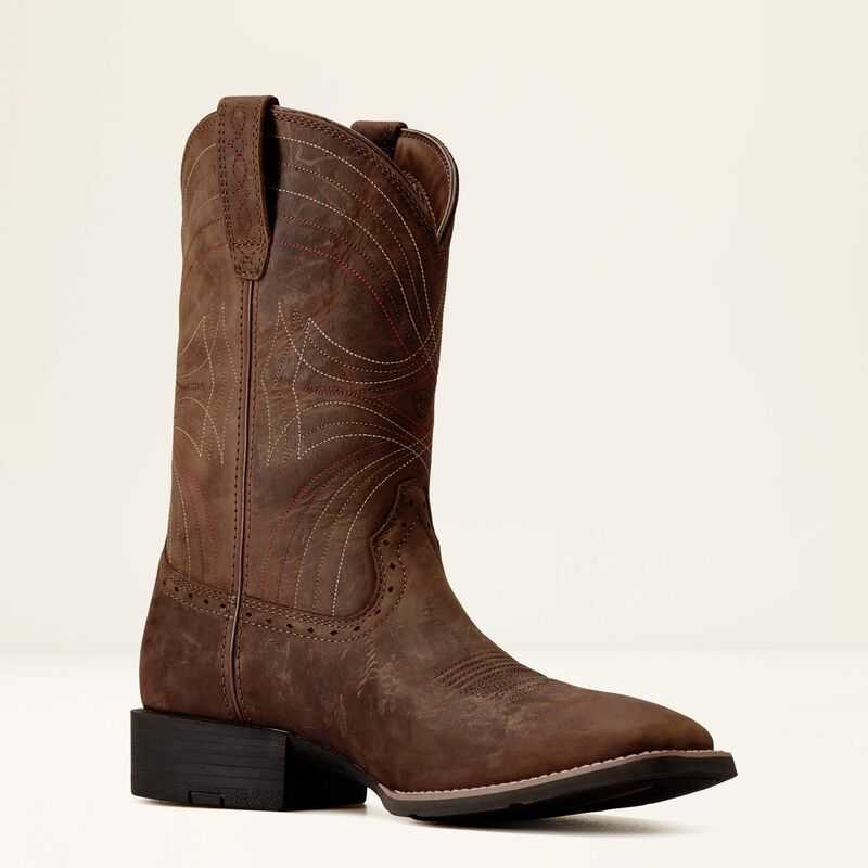 Ariat Sport Wide Square Toe Cowboy Boot Brown | 047EUDCPW