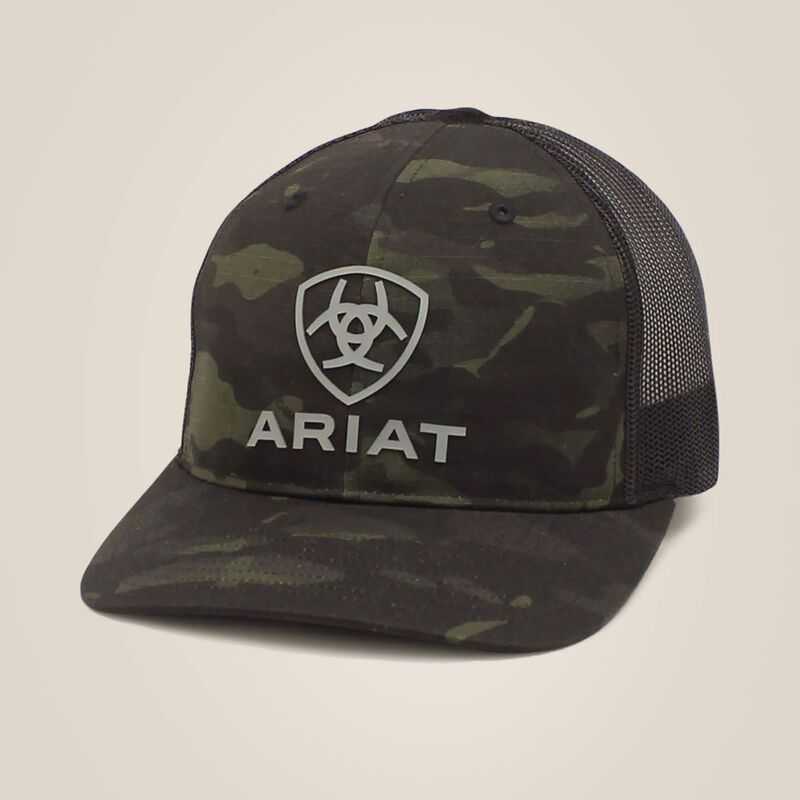 Ariat Stacked Logo Cap Black Camo | 743JMDENP