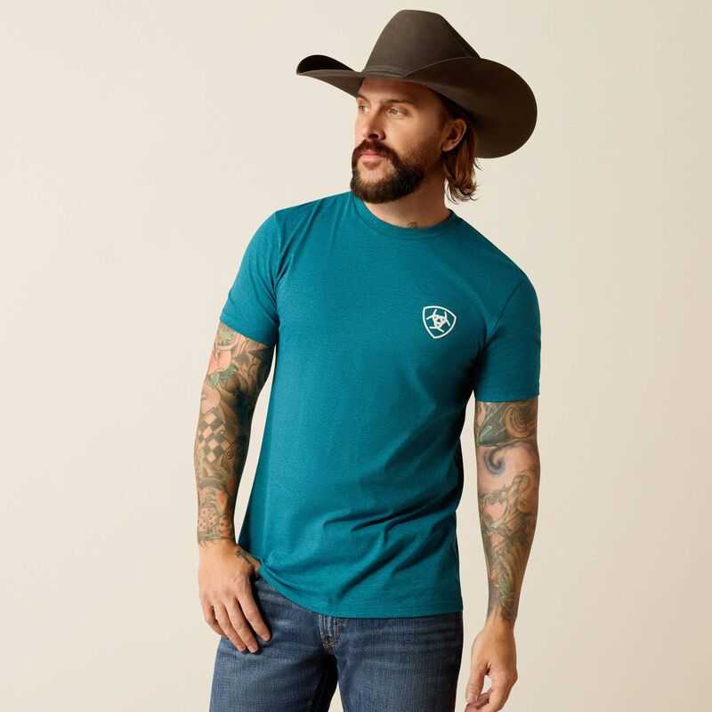 Ariat Stacks T-Shirt Blue Black | 731CZVKAR