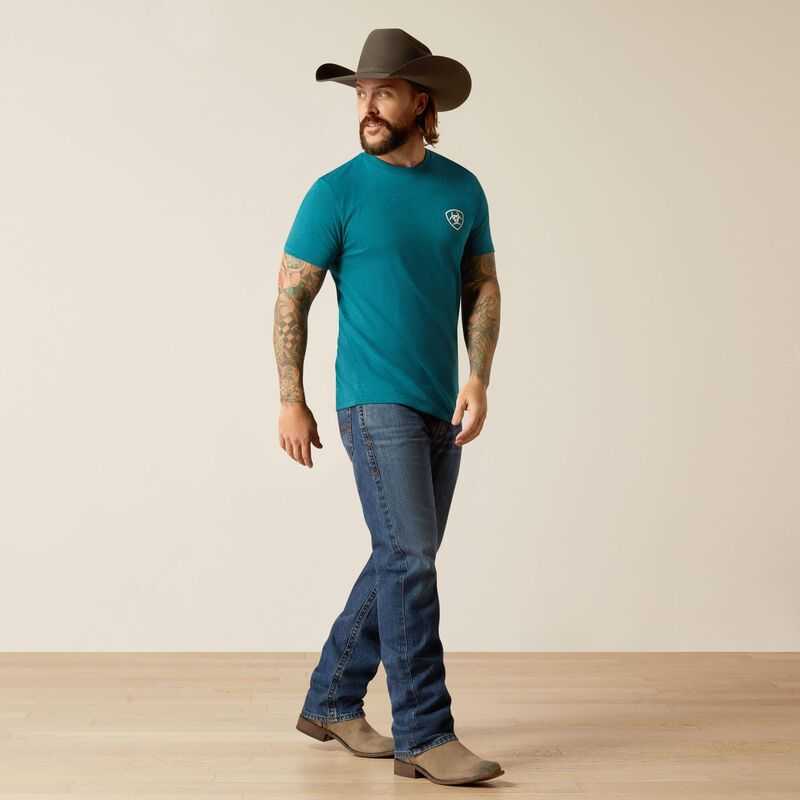 Ariat Stacks T-Shirt Blue Black | 731CZVKAR