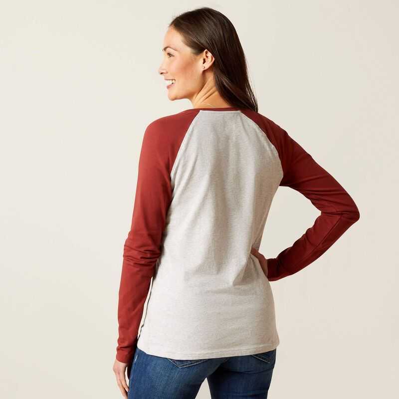 Ariat Stirrup Leather I T-Shirt Grey / Dark Red | 963PLQFXV