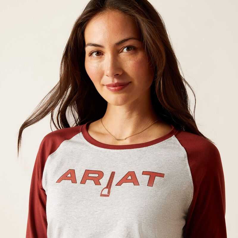 Ariat Stirrup Leather I T-Shirt Grey / Dark Red | 963PLQFXV