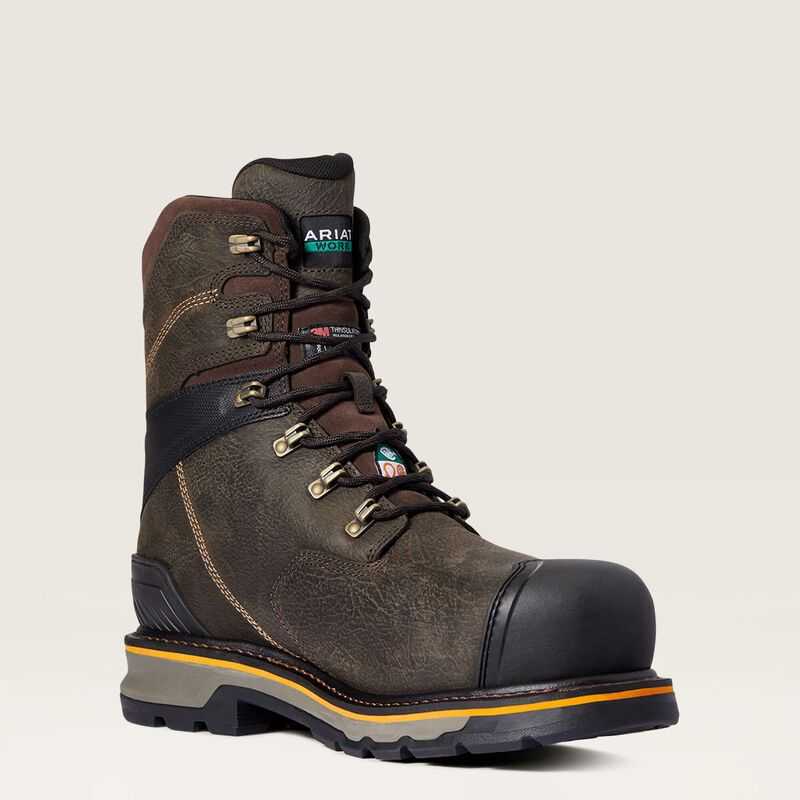 Ariat Stump Jumper 8' CSA Glacier Grip Waterproof 600g Composite Toe Work Boot Coffee | 147OFYJBS