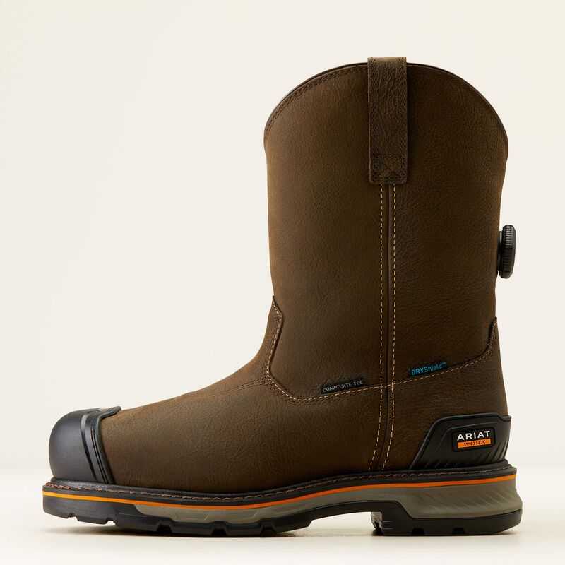 Ariat Stump Jumper Pull-On BOA Waterproof Composite Toe Work Boot Coffee | 974RGHUCS