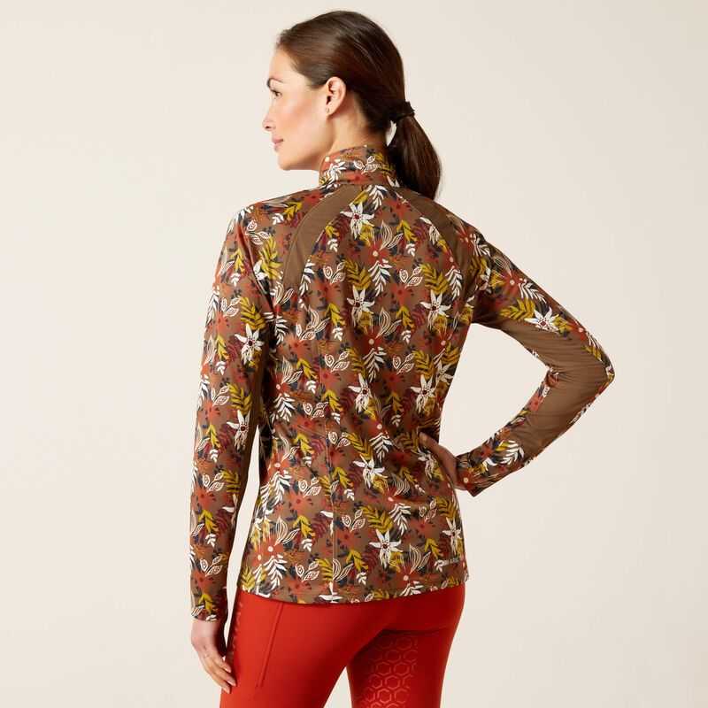 Ariat Sunstopper 2.0 1/4 Zip Baselayer Canteen Floral | 972VXPMZD