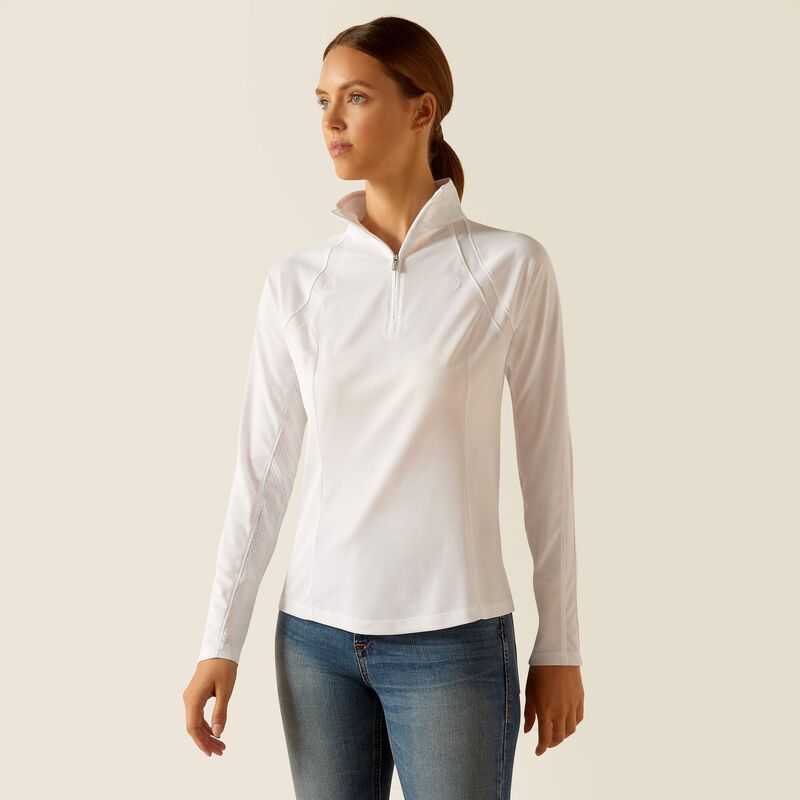 Ariat Sunstopper 3.0 1/4 Zip Baselayer White | 762CTELFG