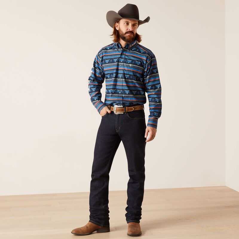 Ariat Team Chandler Classic Fit Shirt Blue | 061ECHIJL