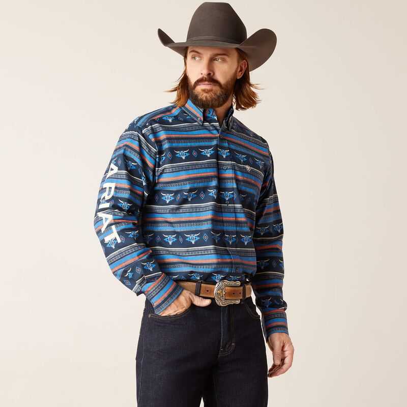 Ariat Team Chandler Classic Fit Shirt Blue | 061ECHIJL