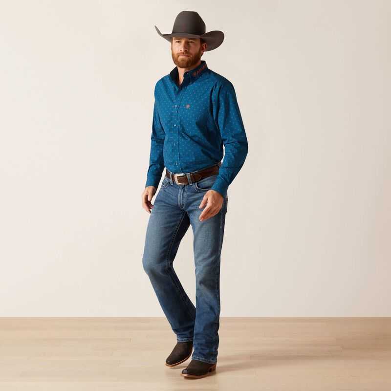 Ariat Team Clarence Fitted Shirt Blue | 476LSYRXT