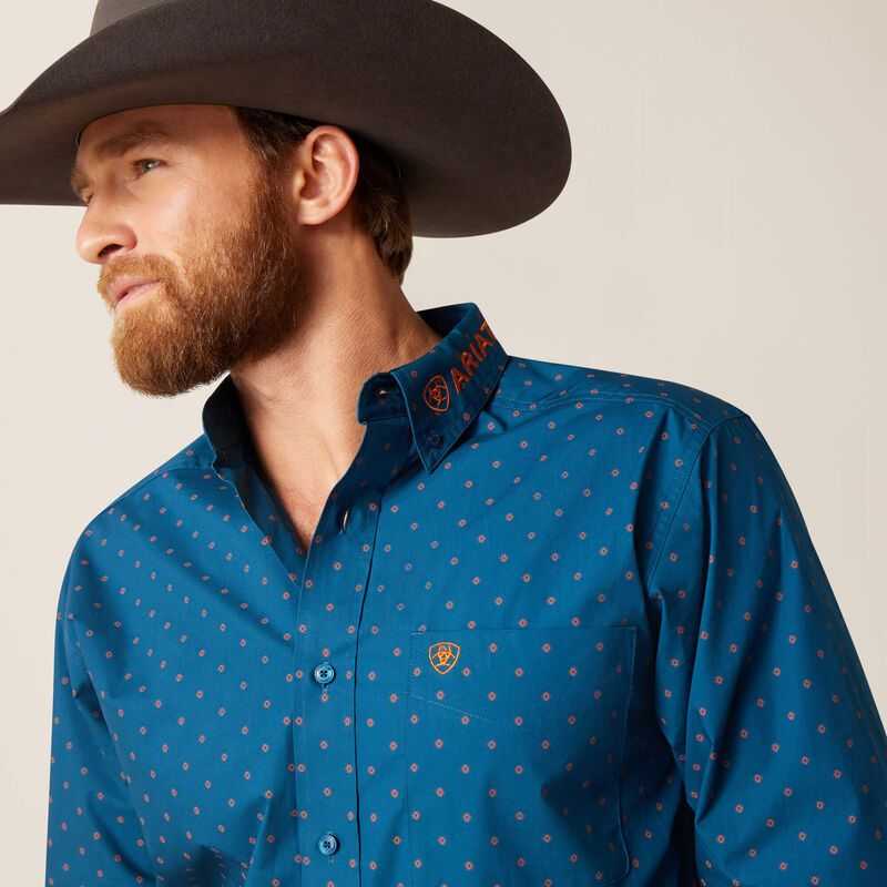 Ariat Team Clarence Fitted Shirt Blue | 476LSYRXT