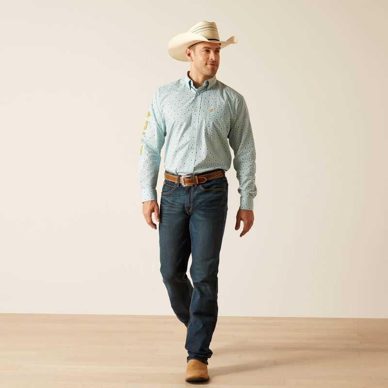 Ariat Team Colton Classic Fit Shirt Light Turquoise | 431NVESHR