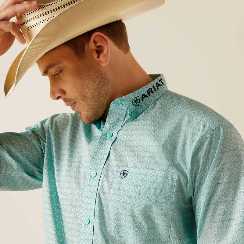 Ariat Team Gian Classic Fit Shirt Light Turquoise | 829GLHSFN